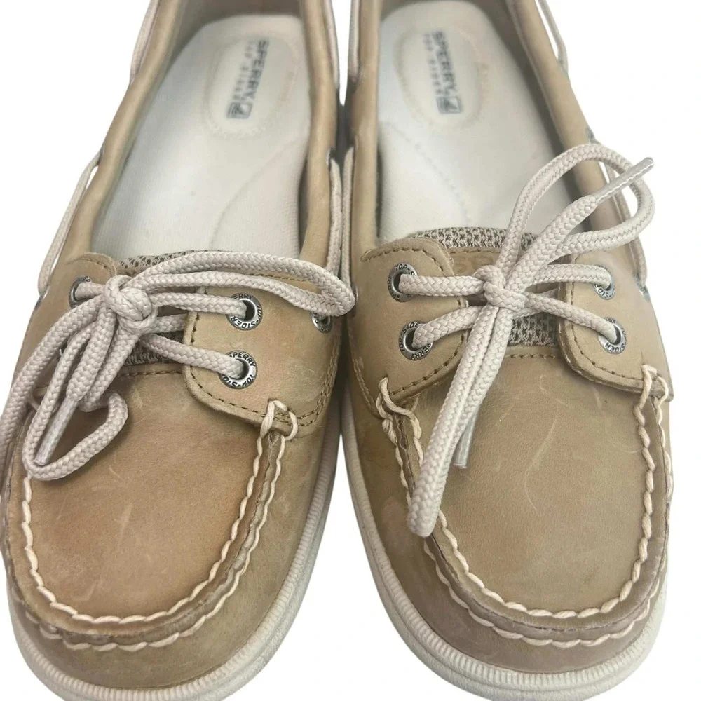 Sperry‎ Top Sider Boat Shoes Tan Leather Mesh Comfort Women's Size 8.5